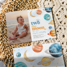 Photo Two the Moon Party Invitation