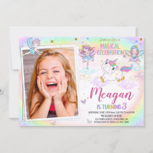 Photo Unicorn anniversaire invitation Fairy invita