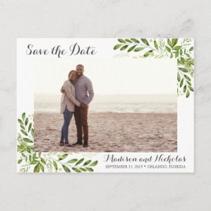 Photo verte Enregistrer la date Cartes postales Fe