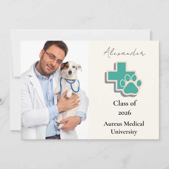  Photo Veterinary School Paw Graduation Party Ankündigung (Vorderseite)