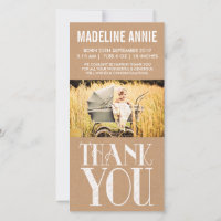 Photo vintage rustique de Merci de naissance de