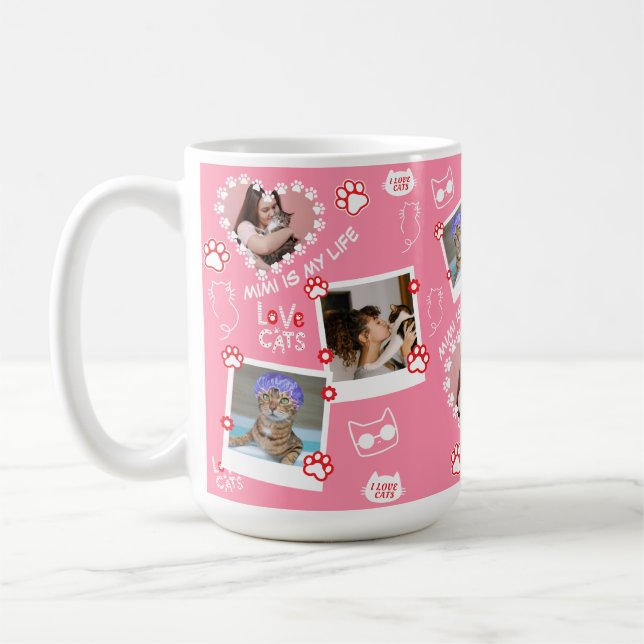 Photo Visage Photo Pet Cat Personnalisé Mug Avec N (Gauche)