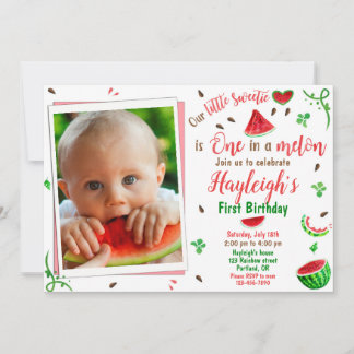 Photo Watermelon birthday invitation 1st birthday Einladung