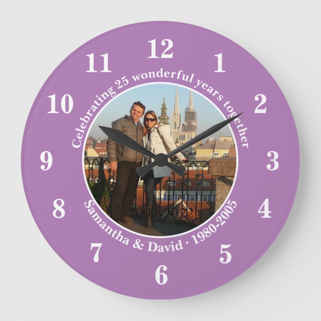 Photo Wedding Anniversary  Gift Wall  Large Clock Große Wanduhr (Vorderseite)