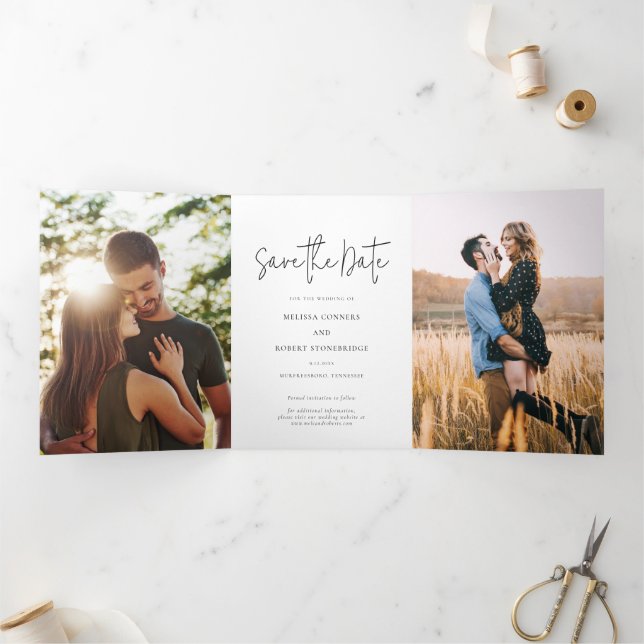 Photo Wedding Enregistrer La Carte De Script Date (Intérieur)