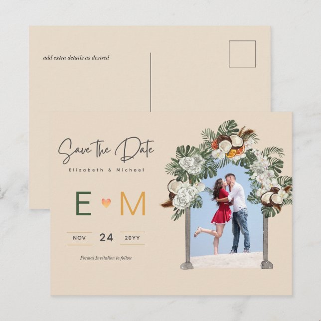 Photo Wedding Enregistrer la date Carte postale Fl (Devant / Derrière)