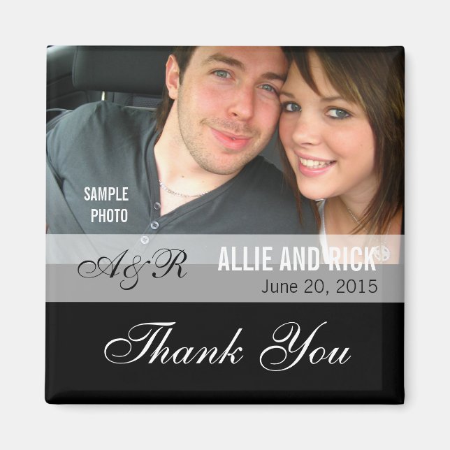 Photo Wedding Favor Magnet Black (Devant)