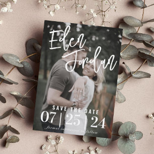 Photo Wedding Save the Date Magnet   Faux Vellum