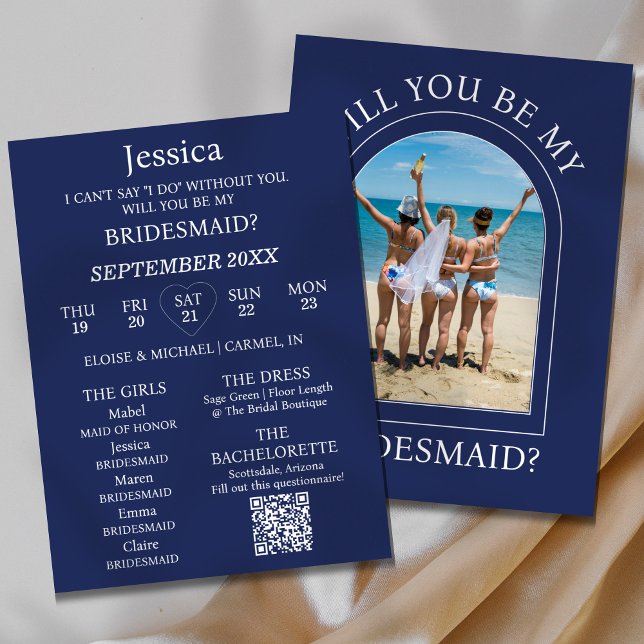 Photo Will You Be My Bridesmaid Proposal Card Einladung (Pop the question to your bridal party with this Photo Will You Be My Bridesmaid Proposal Card! )
