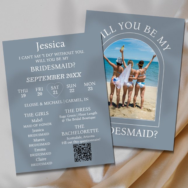 Photo Will You Be My Bridesmaid Proposal Card Einladung (Pop the question to your bridal party with this Photo Will You Be My Bridesmaid Proposal Card! )