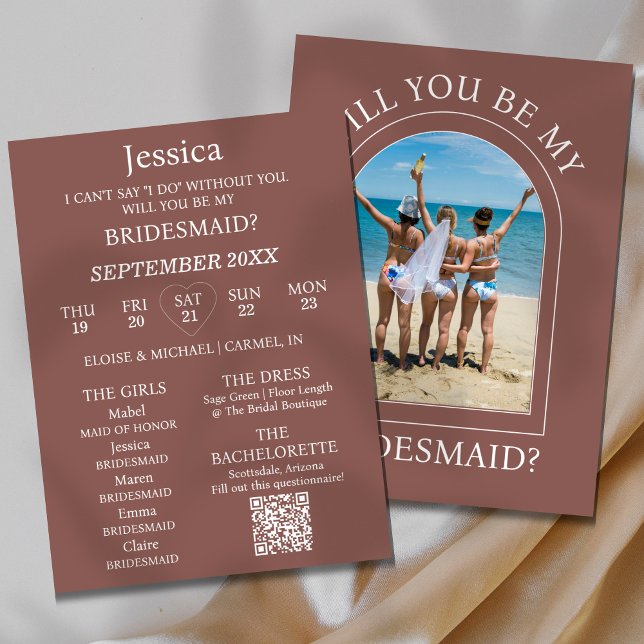 Photo Will You Be My Bridesmaid Proposal Card Einladung (Pop the question to your bridal party with this Photo Will You Be My Bridesmaid Proposal Card! )