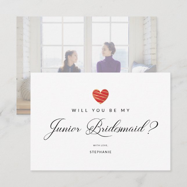 Photo Will You Be My Junior Bridesmaid Red Heart (Vorne/Hinten)