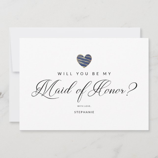 Photo Will You Be My Maid of Honor Navy Heart (Vorderseite)