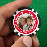 Photo with Red Border and Custom Text Pokerchips<br><div class="desc">Create Your Own Keepsake with a Photo surrounded by a red border. Also included is room for text around the entire photo. Add Names,  Year,  Event and more information.</div>