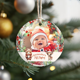Photo Woodland Animals Baby First Christmas