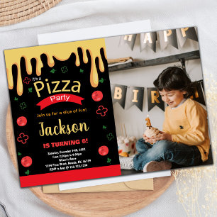 Photo Yellow Red Green Pizza Invitations Anniversa