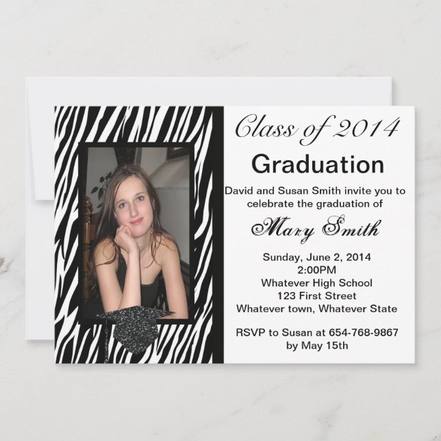Photo Zebra Graduation Invitation (Devant)
