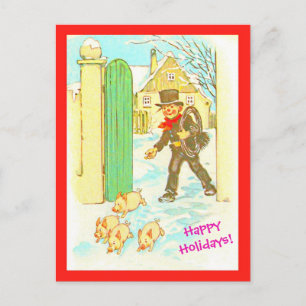 Photocopie vintage de la carte postale de Noël Boy