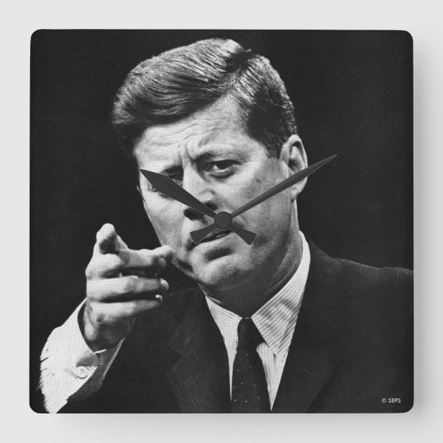 Photograph of John F. Kennedy 3 Quadratische Wanduhr (Vorderseite)