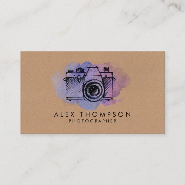 Photographe aquarelle Cartes de visite (Devant)