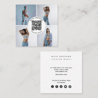 Photographer Model Photos QR Code Social Media Quadratische Visitenkarte