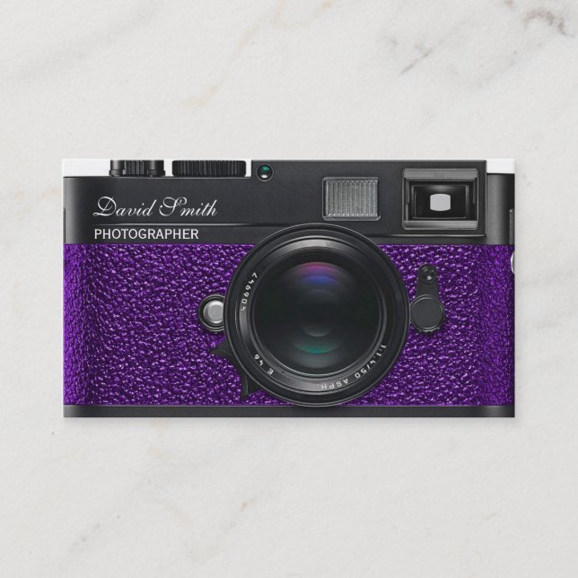 Photographer violet Camera Business card Visitenkarte (Vorderseite)