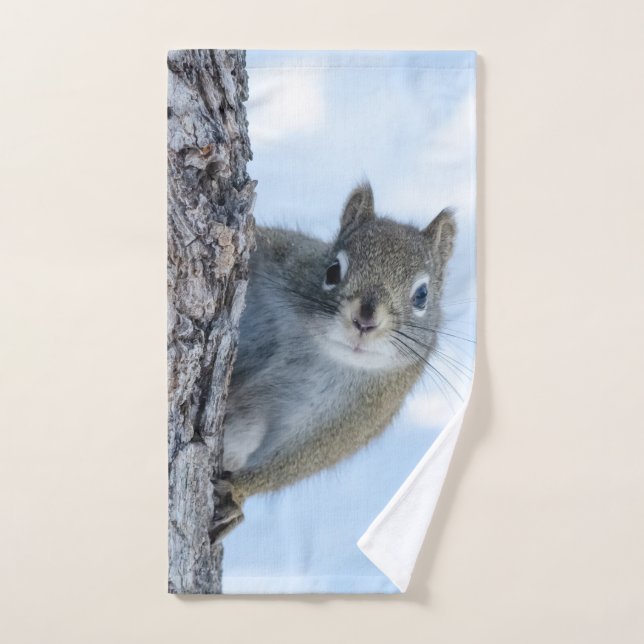 Photographie d'animal, Écureuil curieux (Serviette à main)