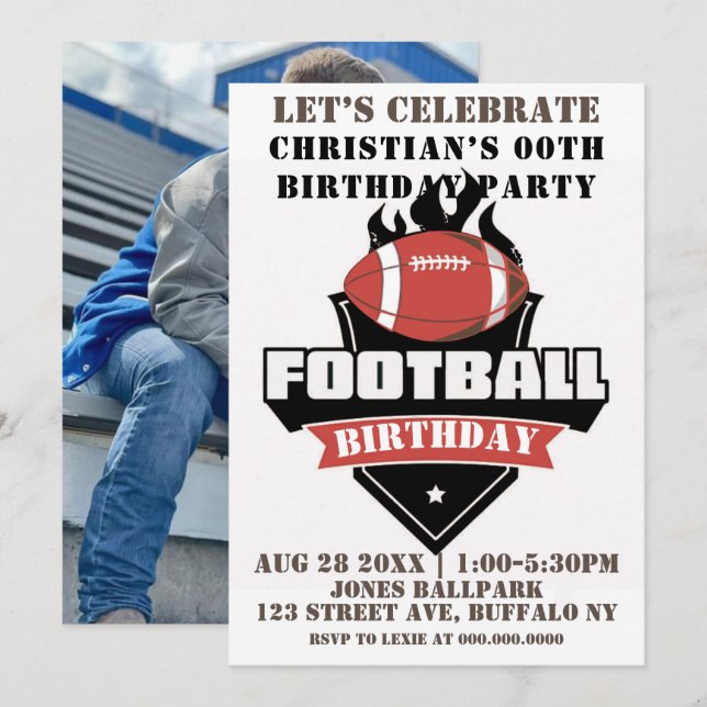 Photographie de football noir Invitations de la fê (Devant / Derrière)