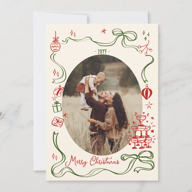 Photographie de Noël lunatique Carte de vacances (Devant)