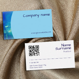 Photographie de pissenlit QR carte de visite bleue