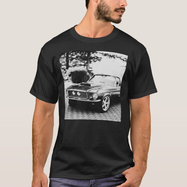 Photographie de voiture noir et blanc T-shirt clas (Devant)