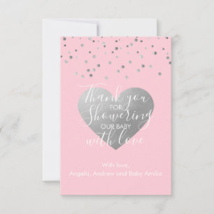 Photographie en Merci de Baby shower rose et gris