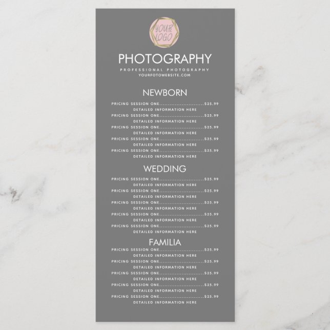 Photographie Entreprise Votre Logo Menu Gris (Devant)