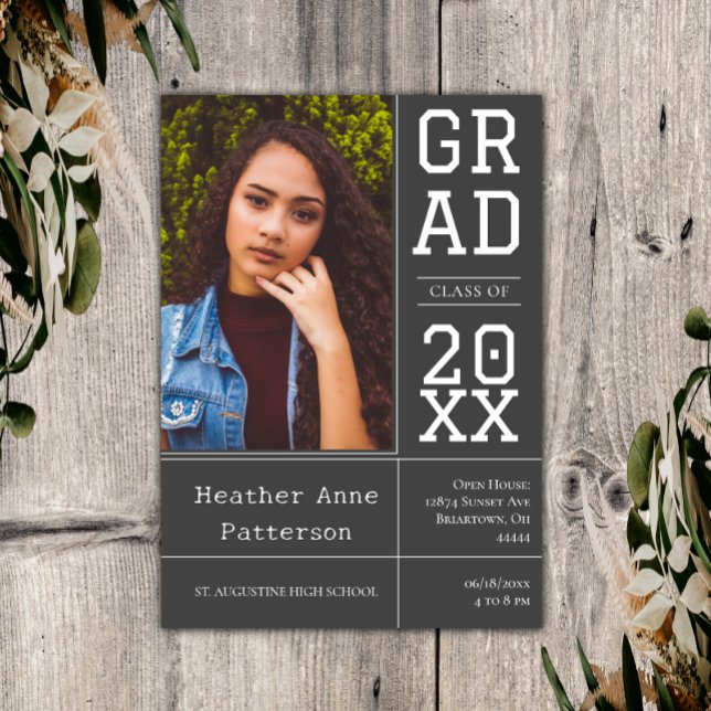Photographie Open House | Invitation Grey (Gray Photo Graduation Open House Invitation)
