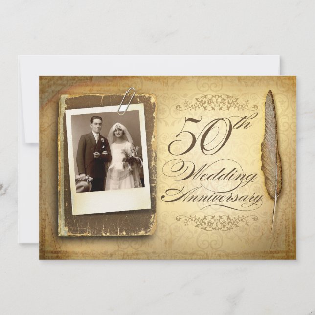 Photographie vintage fantaisie invitations à 50 an (Devant)