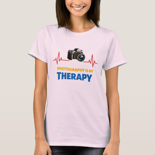 Photography Is My Therapy Heartbeat Camera Graphic T-Shirt (Vorderseite)