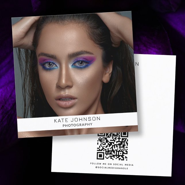 Photography Modern Photo QR Code Photographer Quadratische Visitenkarte (Photography Modern Photo QR Code Photographer Square Business Card)