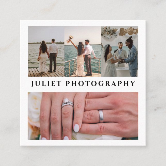 Photography wedding collage photo  quadratische visitenkarte (Vorderseite)