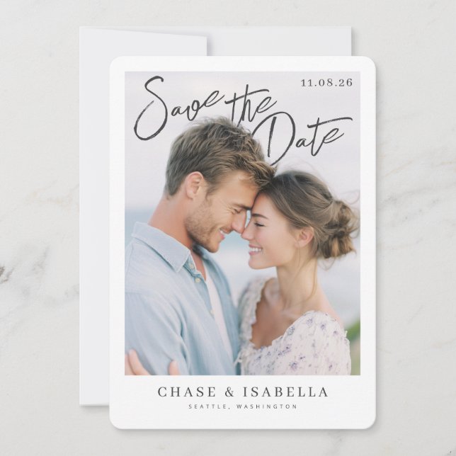 PhotoPop Save the Date Romantisches Skript (Vorderseite)