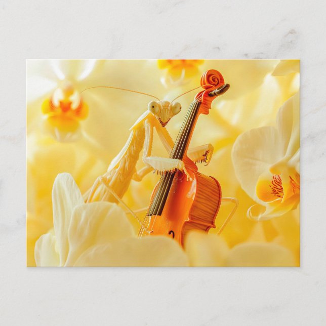 Photorealistic Praying Mantis Playing Cello Postkarte (Vorderseite)