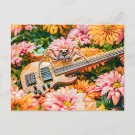 Photorealistic Spider Playing Bass Guitar Postkarte