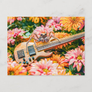 Photorealistic Spider Playing Bass Guitar Postkarte