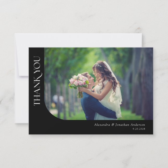 Photos courbes simples et modernes Mariage Merci (Devant)