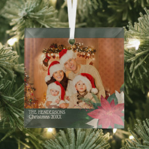 Photos de famille Ornement de Noël Poinsettia