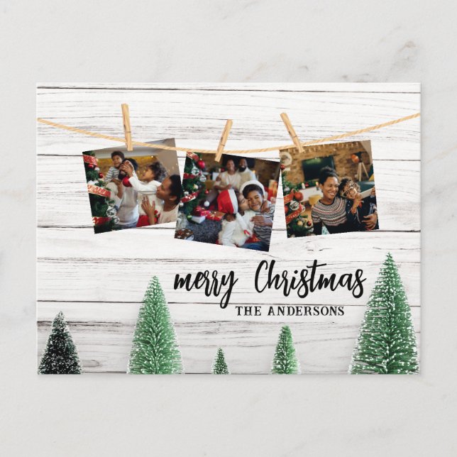 Photos de Noël en famille Carte postale rustique (Devant)