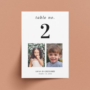 Photos d'enfance 5x7 Numéro de table 2 Mariage