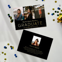 Photos modernes Graduation Gold Foil Faire-part