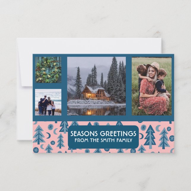 PHOTOS PERSONNALISÉES Pins Rétro Carte de Noël (Devant)