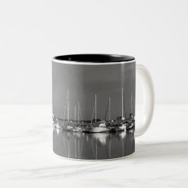 Phototasse schwarz und weiß, Schiffe Zweifarbige Tasse