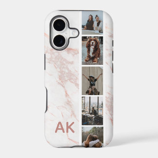 Photothèque en marbre rose Initiales personnalisée